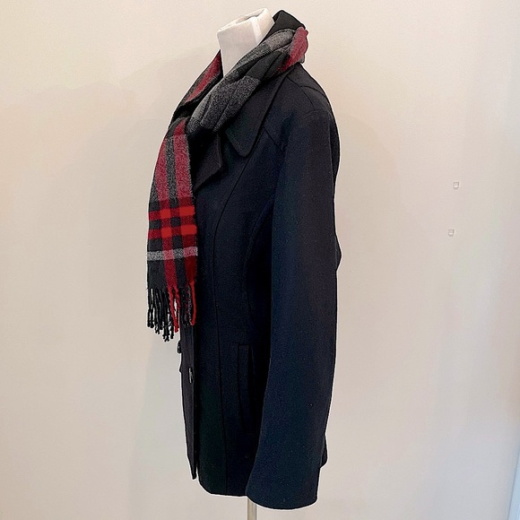 London Fog Double Breasted Peacoat with Scarf XL - Picture 2 of 9